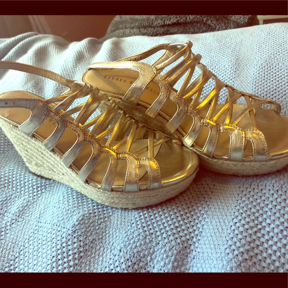 Metallic Gold Sandal Wedges
